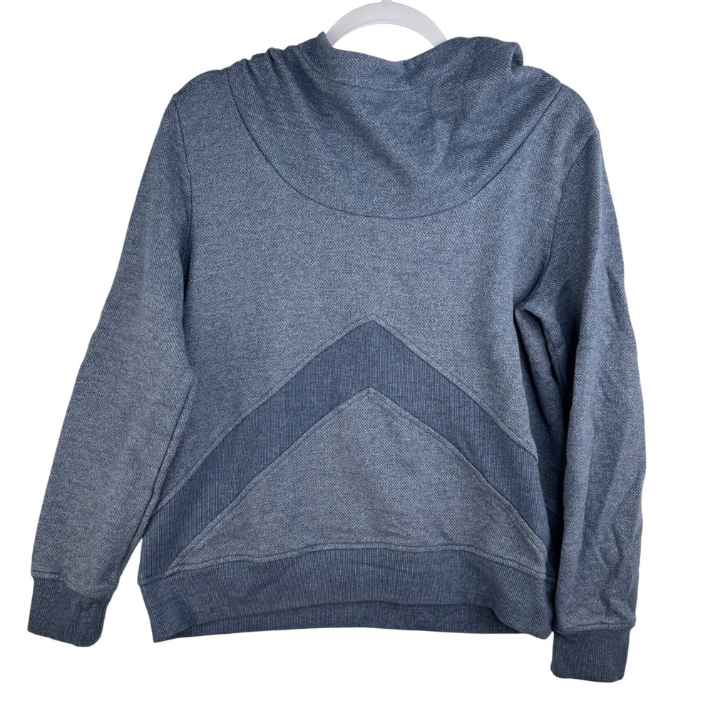 Lole Womens Blue Textured Knit Chevron‎ Hoodie Pullover Sweatshirt Large L